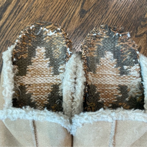 FREE PEOPLE Damon Clogs Tan Suede Faux Fur Textile Insoles Slip Ons - Picture 5 of 14